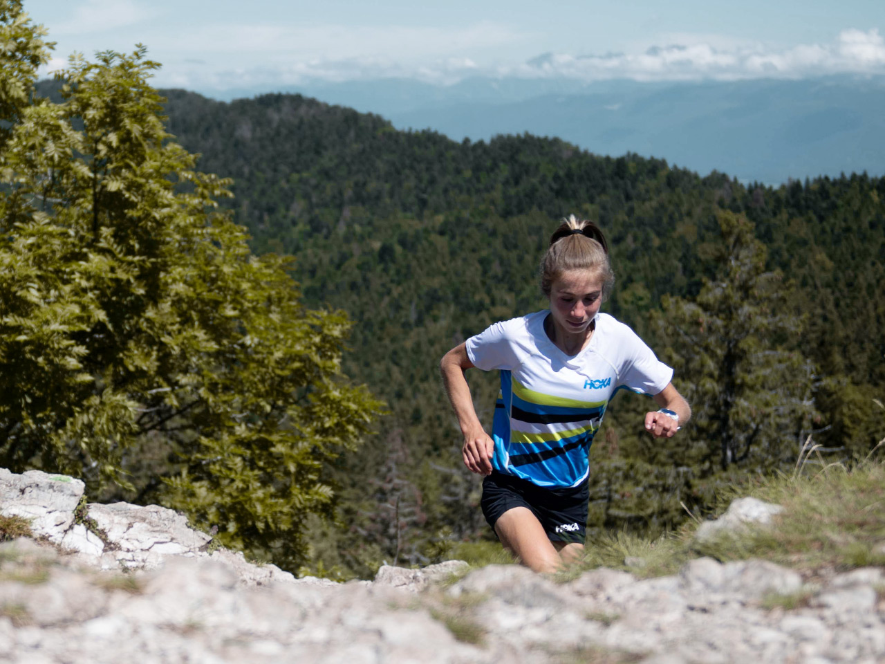 Mathilde running up the mountains