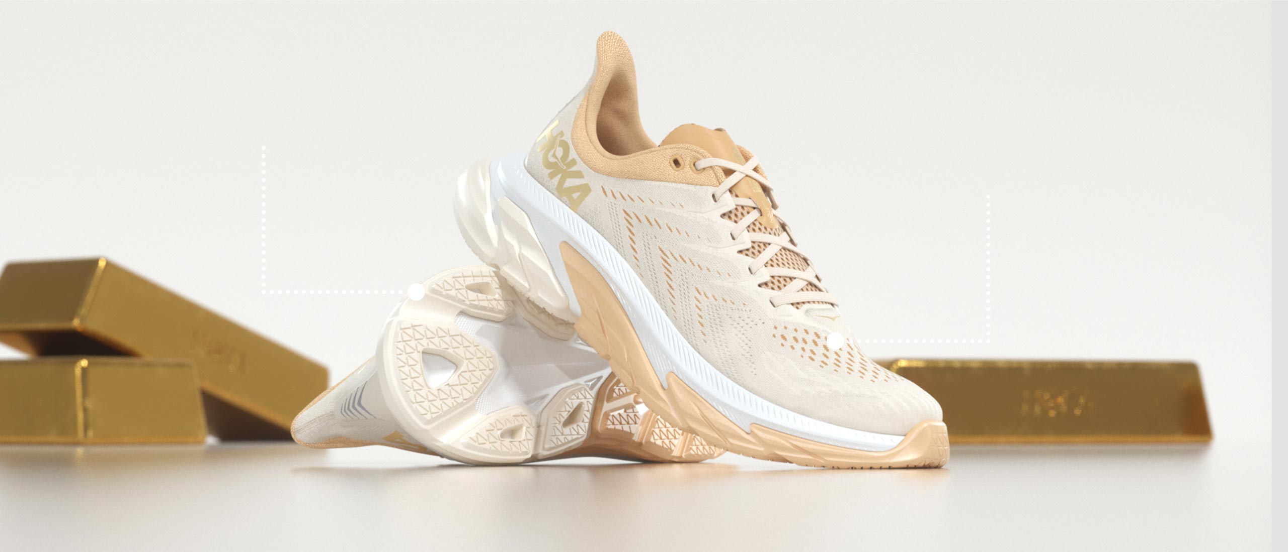 HOKA Gold Standard | Clifton 7, Clifton Edge & Elevon 2 in Gold