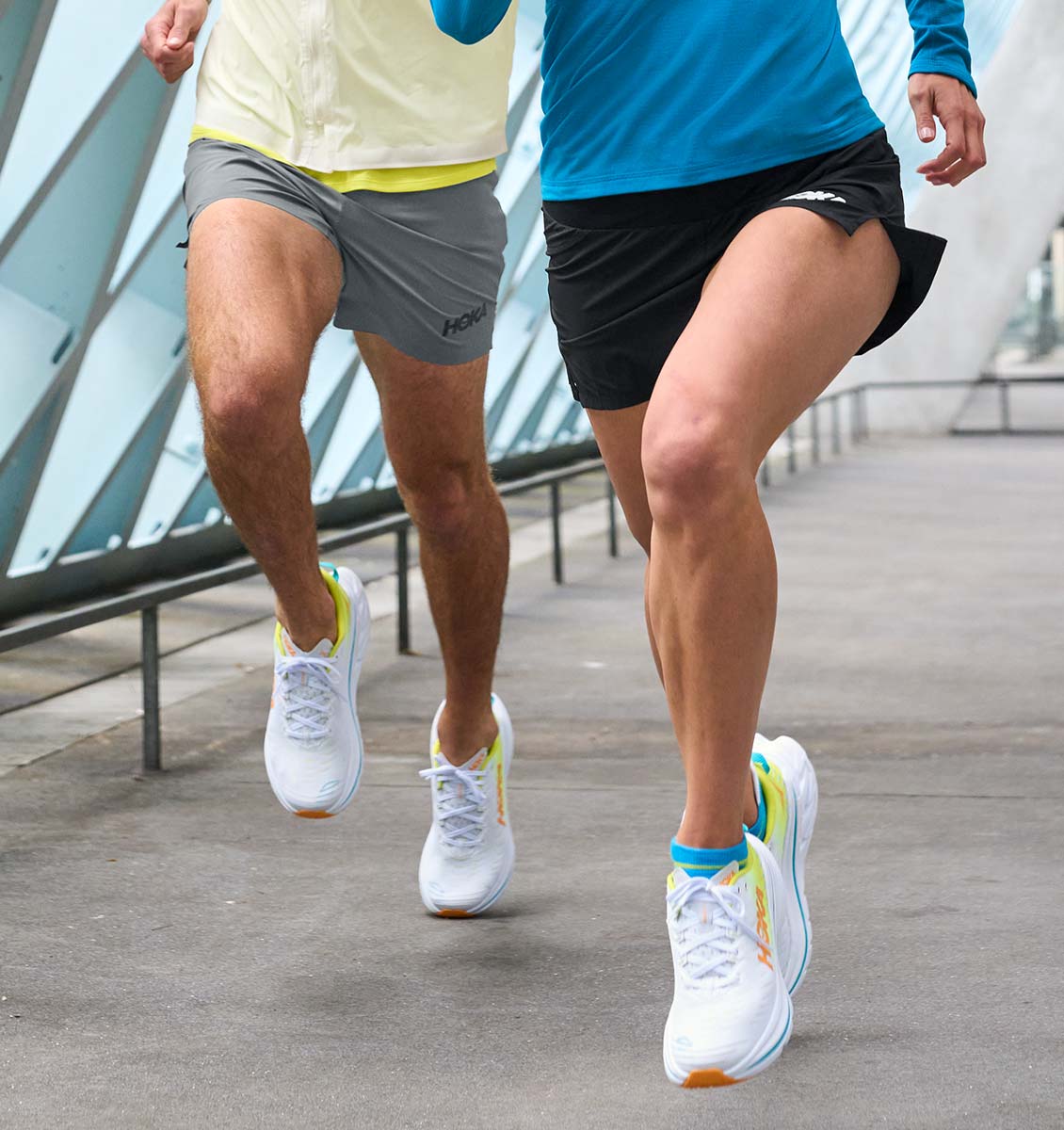 Two runners wearing Bondi X shoes