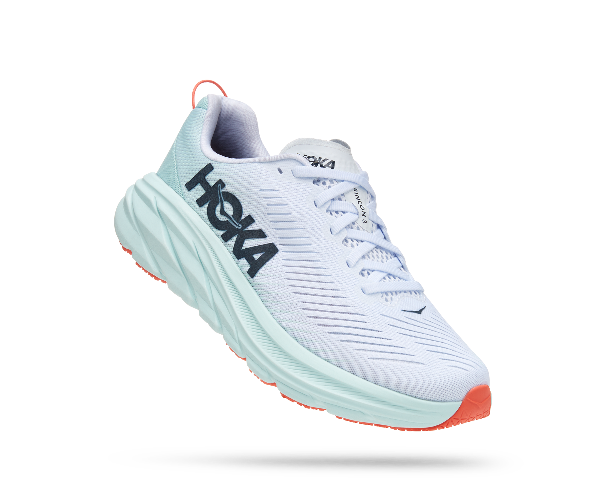 HOKA Women's Rincon 3 Running Shoes in White/Blue Glass, Size 7.5 product