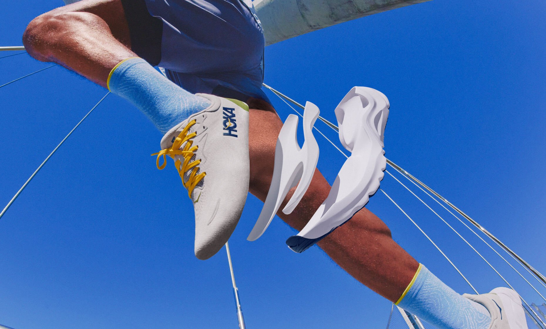 Close-up to a person wearing HOKA Arahi 8