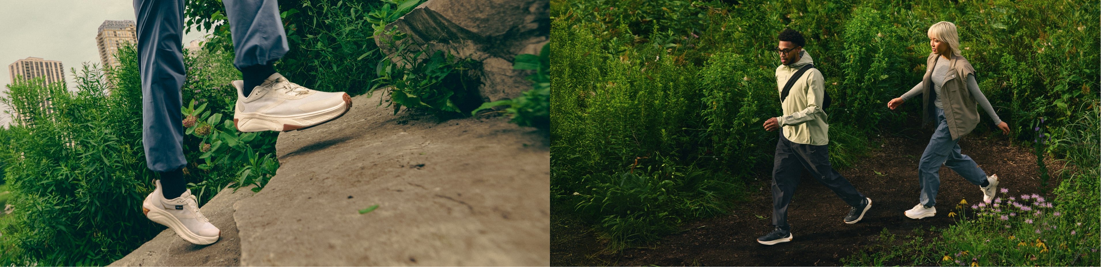 Collage d’images montrant les Transport en gros plan et portées par des randonneurs.