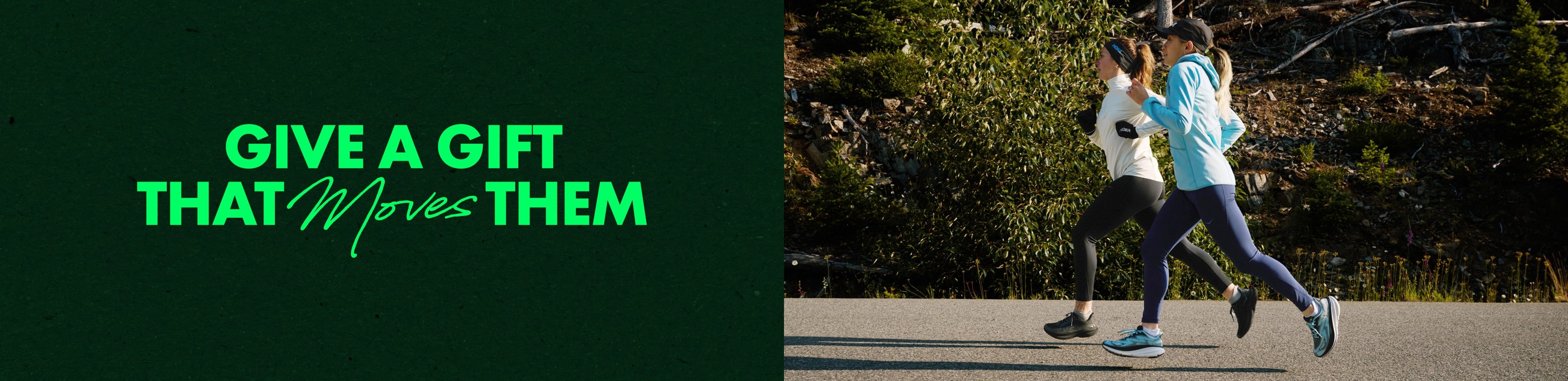 Un collage de personnes qui courent et la phrase « Offrez un cadeau qui les émeut ».