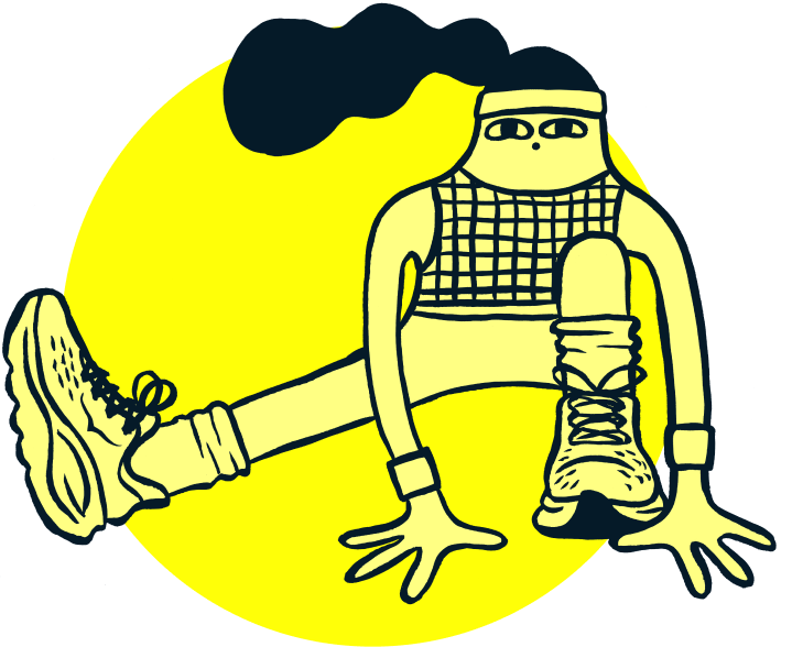 Illustration of runner stretching.