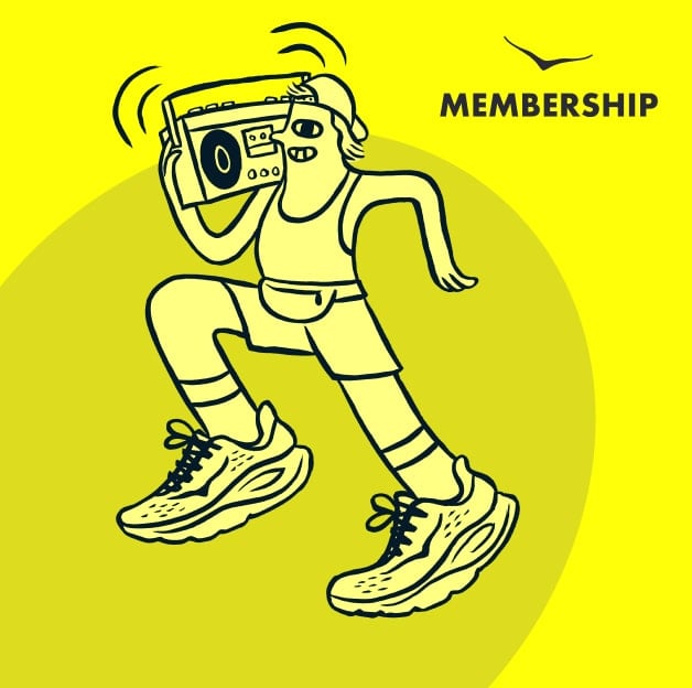 Sketch of a person carrying a portable stereo.